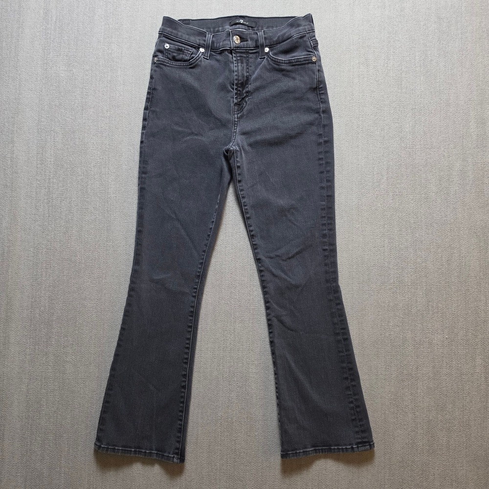 7 For All Mankind Jeans Women 27 Black High Rise Kick Flare Denim